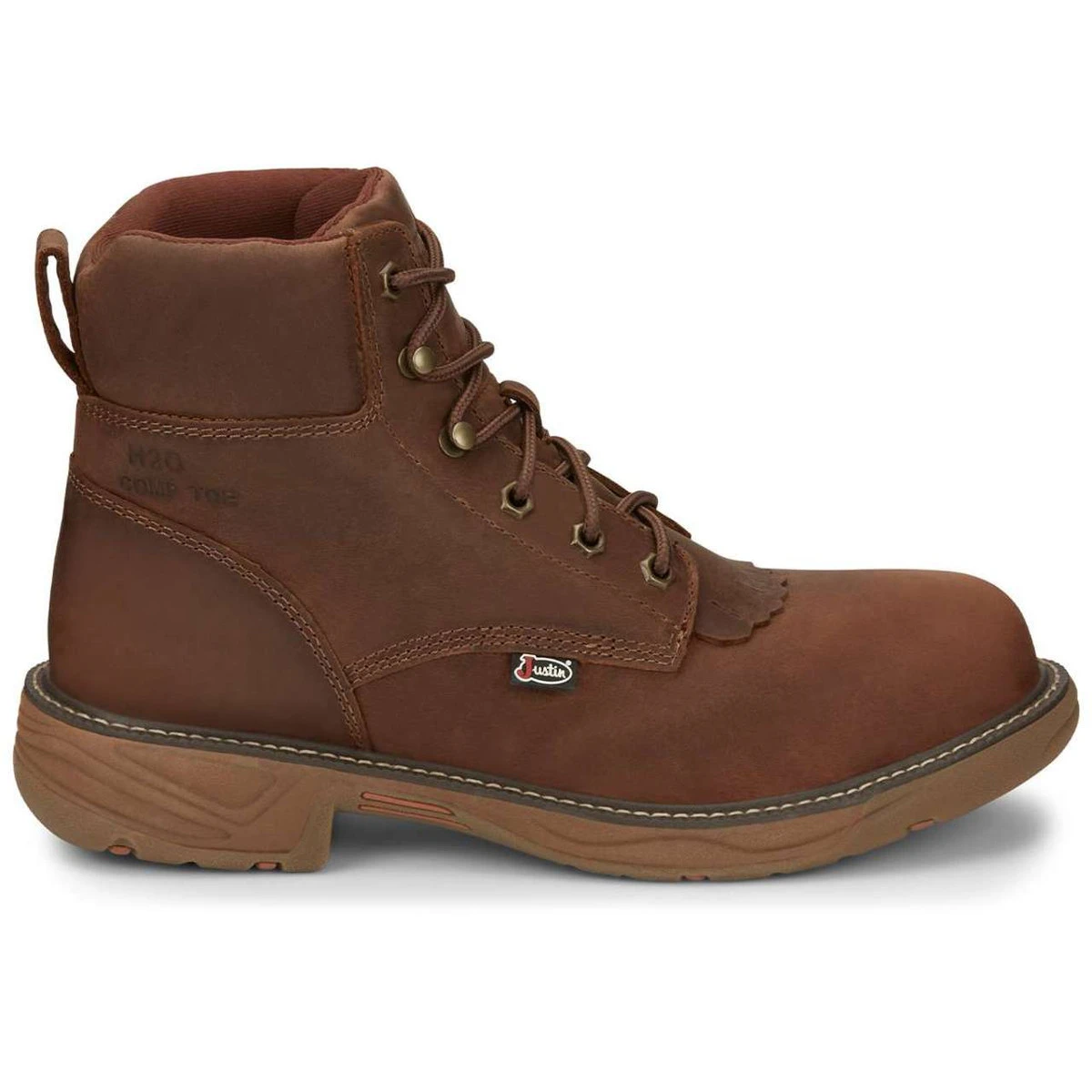 Justin Men's Rush 6" Brown Waterproof EH Nano Composite Toe Boots - SE466 5 Justin Men's Rush 6" Brown Waterproof EH Nano Composite Toe Boots - SE466 - Image 3