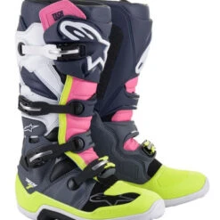 Alpinestars Tech 7 Boots - Dark Grey/Dark Blue/Pink Fluo