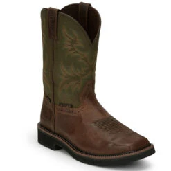 Justin Men's Keavan 11" Brown Met-Guard Waterproof EH Steel Toe Boots - SE4570