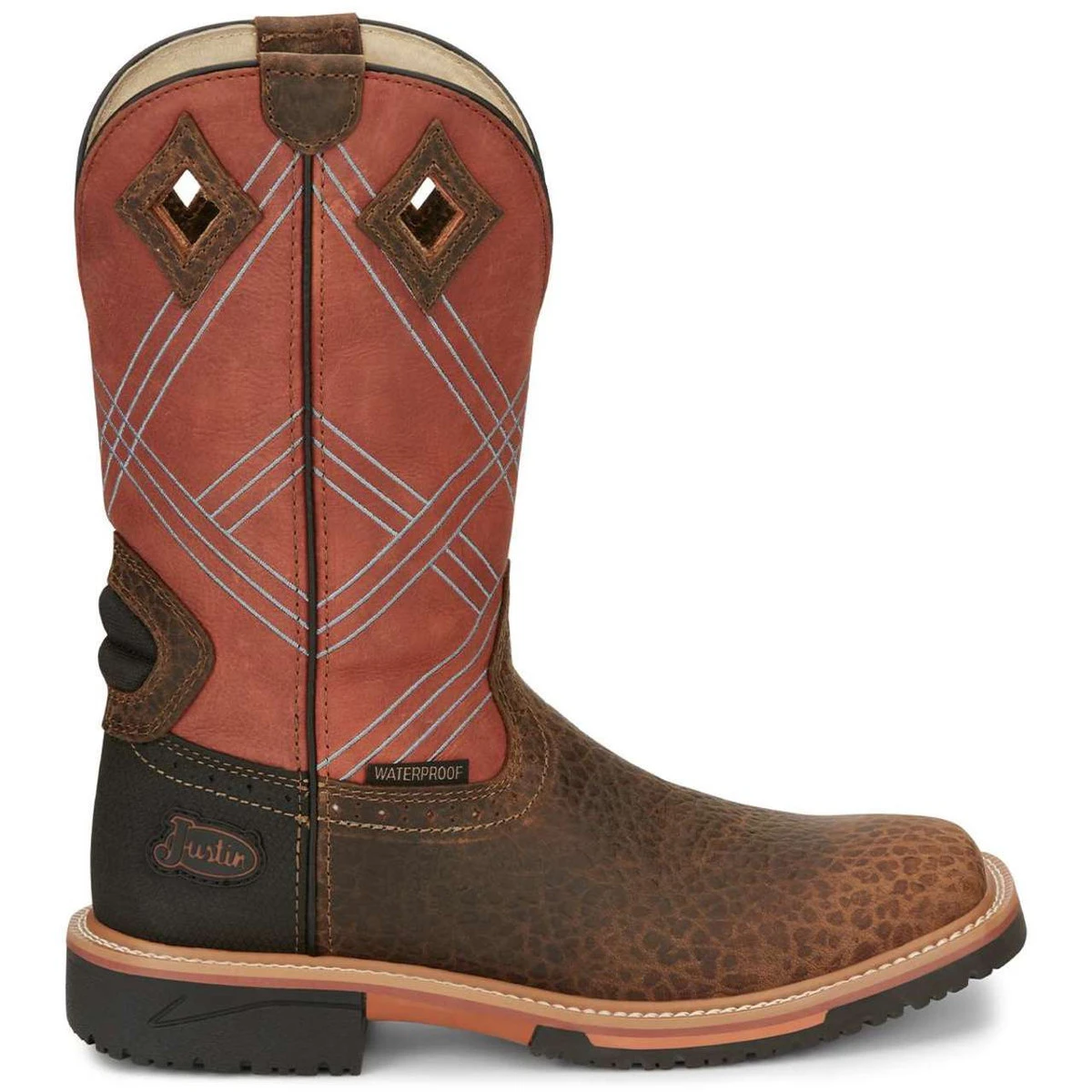 Justin Men's Dalhart 12" Brown Waterproof EH Soft Toe Boots - SE4216 5 Justin Men's Dalhart 12" Brown Waterproof EH Soft Toe Boots - SE4216 - Image 3